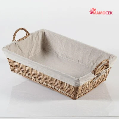 CESTO Stiro vimini naturale foderato 67x43 vassoio confezioni bomboniere shabby - Immagine 1 di 3