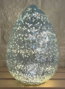 10" Mercury Glass Light-Up Pressed Honeycomb Easter Egg Blue ~Pottery Barn? - Picture 1 of 4
