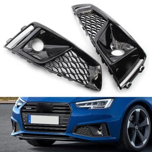 Fits AUDI A4 B9 S-Line S4 2019 Honeycomb Bumper Grill Fog Light Grille Glossy - Picture 1 of 6