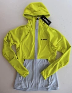 ADIDAS TERREX TECH HOODED FLEECE HIKING JACKET - ACID YELLOW GM4799 - WOMEN S - Picture 1 of 12
