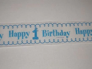 Feliz primer cumpleaños Crepe Streamer Fiesta Decoración Niño Impreso Streamer 2.5" x 10 yardas - Imagen 1 de 3