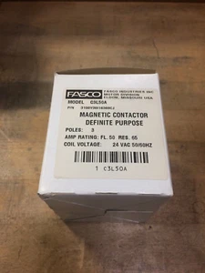 FASCO C3L50A DEFINITE PURPOSE CONTACTOR 3P 50 FLA 65A RES 24VAC--NEW--SES - Picture 1 of 2
