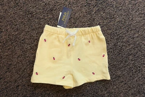 New Polo Ralph Lauren Girls Ladybug Shorts - Size 6 - Yellow - Picture 1 of 4