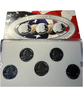 2003 State Quarter 5 Coin Set - Platinum Gilded Edition -OGP - Picture 1 of 3