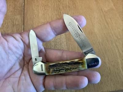 Antique Schrade Wostenholm I*XL Two Blade Canoe Knife Beautiful Stag Scales - Image 1 of 4