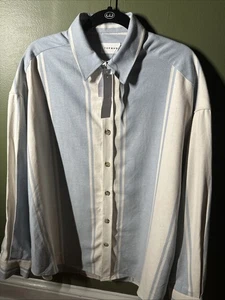 NWT Topman Men's Medium Cotton Long Sleeve Button Up Striped Shirt Trendy Fall - Picture 1 of 4