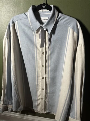 NWT Topman Men's Medium Cotton Long Sleeve Button Up Striped Shirt Trendy Fall - Image 1 of 4