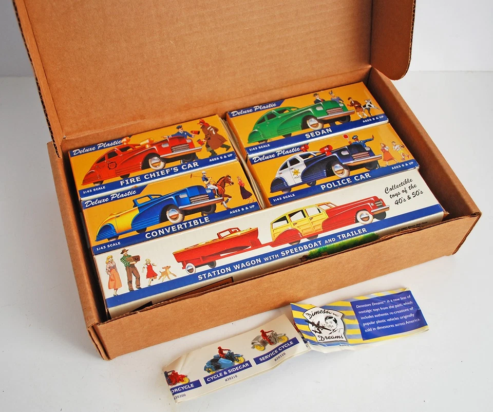 2000 Dimestore Dreams 5 Classic Cars Police Fire Sedan Convertible Station Wagon - Image 1 of 4