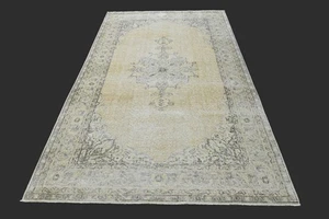 Vintage Turkish Oushak Rug, Beige 5x8 ft, Handmade Wool, Bohemian Anatolian - Picture 1 of 12