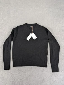 Quince Sweater Mens Medium Black Diamond Stitch Crew Wool Alpaca Blend Pullover - Picture 1 of 8