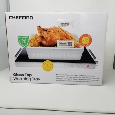 NEW Chefman Compact Glass Top Warming Tray w Temperature Control - Image 1 of 4