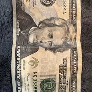 2017 Twenty Dollar Circulated Note Serial Number 08888822 Fancy Serial Number - Picture 1 of 5