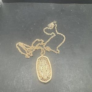 Kendra Scott Rae Long Pendant Necklace Gold tone Filigree - Picture 1 of 4