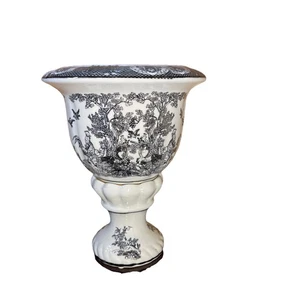 Aux Au Provence, Chinoiserie, Black & White Pedestal Planter or Vase,, French Co - Picture 1 of 10