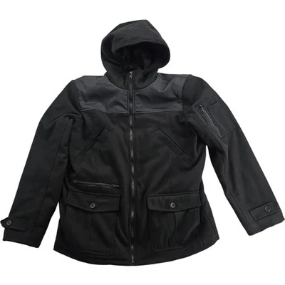 Chaqueta Rock & Republic Negra Con Capucha Cremallera Completa Forro Camuflado Bolsillos Para Hombre Talla XL Foto 1 de 4