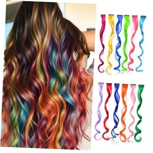 12 Pcs Colored Hair Extensions 22 Inch Hair Extensions Colorful Set-Curly Wavy - Picture 1 of 6