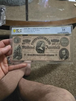 AWESOME Crisp Choice VF++ 1864 $100 Confederate "LUCY PICKENS" CSA Note! PCGS 35 - Image 1 of 2