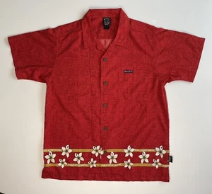 1980s Maul and Sons Camp Shirt Hawaiian Youth Boys XL 18/20 Aloha VTG Red Surf - Picture 1 of 14