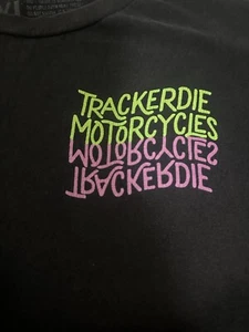 TRACKERDIE MOTORCYCLES Graphics Black Tshirt Men's XL Neon Skeleton Biker Rare - Picture 1 of 11