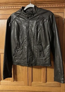 Giacca Faux Leather Women's Jacket Size Medium - Picture 1 of 12