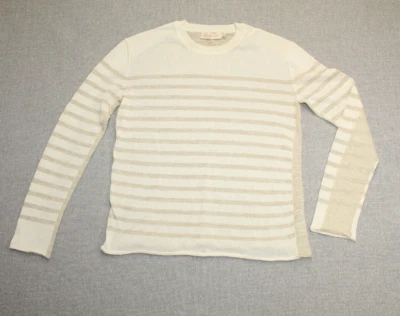 Suéter feminino Tori Burch leve manga comprida tamanho XS listrado gola redonda - Imagem 1 de 4