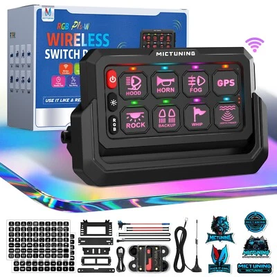 P1s-W Wireless RGB 8 Gang Switch Panel Toggle Strobe Circuit Control Relay Box - Image 1 of 4