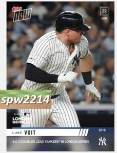 2019 Topps Now Luke Voit #450 3 Doubles Lead Yankees in London Series - Picture 1 of 1