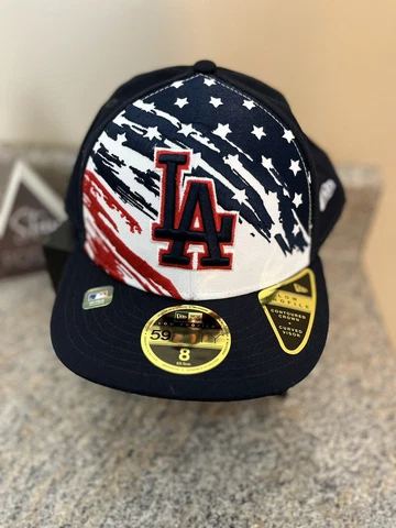 New Era 59Fifty MLB CAP LA Dodgers 4th July Size 8 Fitted Flag Hat Low Profile Cover
