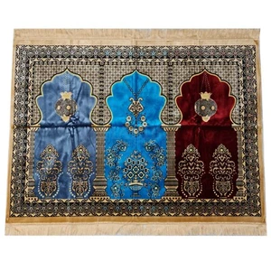 Lujo Grande Islámica Mezquita Kaba Alfombra de Oración Musallah Janamaaz (3 Personas) - Imagen 1 de 2