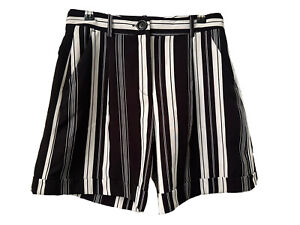 Zara Womens Trouser Striped Shorts, High Waisted Short Black & White Sz Medium