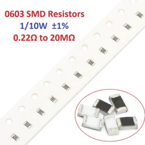 50PCS 1/10W 0603 SMD/SMT Resistors ±1% -Full Range of Values ( 0.22Ω to 20MΩ ) - Picture 1 of 2
