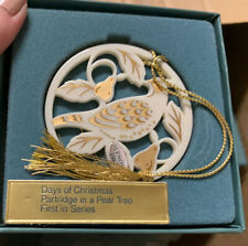 LENOX TWELVE DAYS OF CHRISTMAS PARTRIDGE IN A PEAR TREE ORNAMENT NEW IN BOX 1987