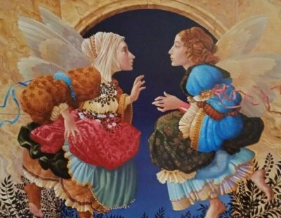 James Christensen Artist Two Angels Discussing Botticelli 1994 S/N Print #5/2950 - Image 1 of 4