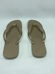 Havaianas Gold Flip Flops Thong Sandals Women's Size 9/10 - Picture 1 of 9