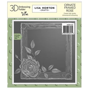 Lisa Horton Crafts Embossing Folder And Die 5"X7"-Ornate Framed Rose - Picture 1 of 1
