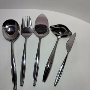 Eldan Stainless Steel MCM Design Flatware Serving Set of 5 Hostess Serving Set - Picture 1 of 7