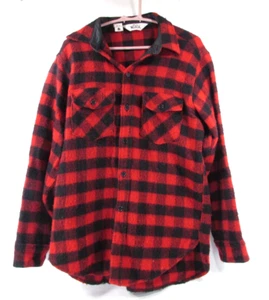 Vintage 60s Woolrich Wool Flannel Shirt Jacket Buffalo Red Plaid Men's Size Med - Picture 1 of 11