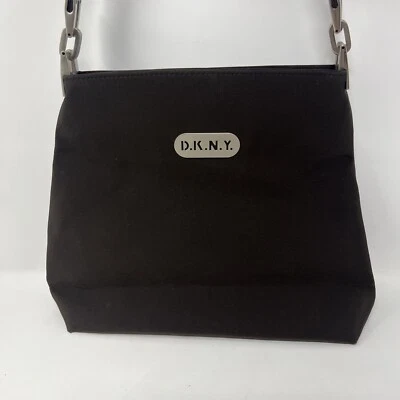 DKNY Logo Brown Nylon Crossbody Shoulder Bag Purse 10x9 NWOT - Image 1 of 4