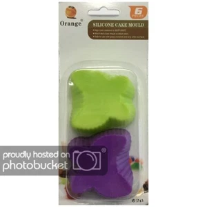 6x Silikon Backform Schmetterling Cupcakes Muffin Kuchenform auch Pudding, Eis - Bild 1 von 1