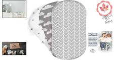Premium 100% Cotton Bassinet Sheets - 3 Pack Grey and White for Mattress Shapes