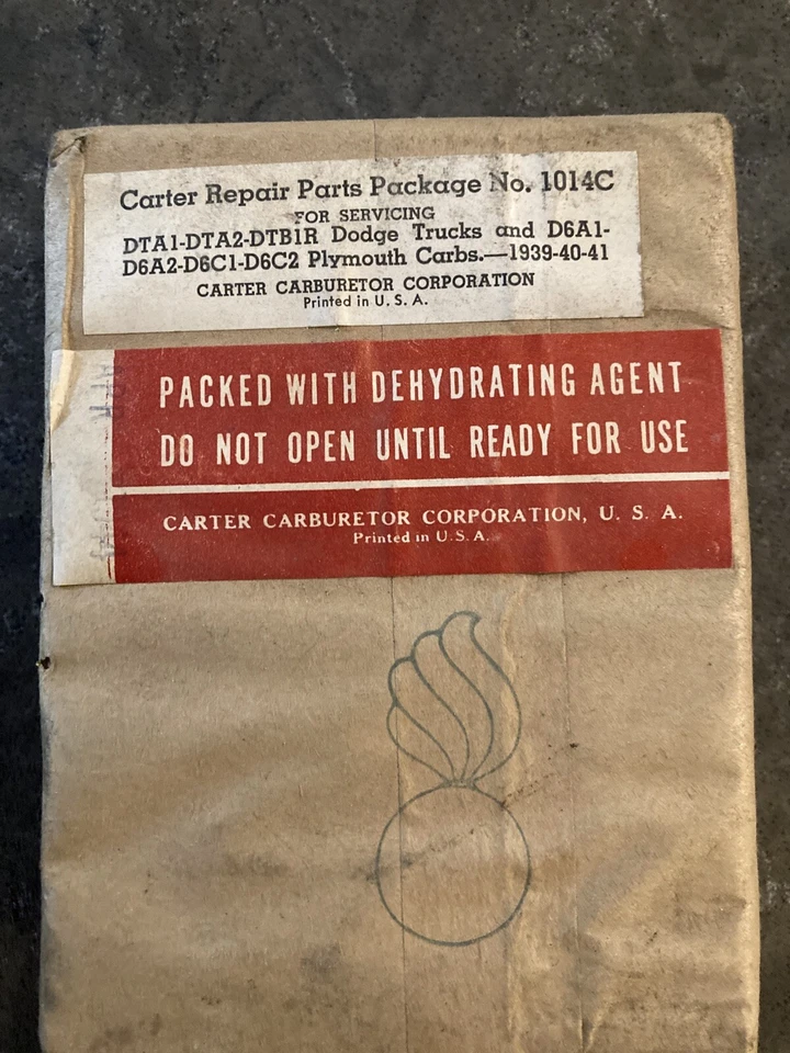 Original unopened Carburator Repair Kit Dodge and Plymouth 1939-1941 Foto 1 de 1
