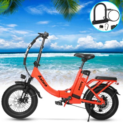 Bicicleta Eléctrica Plegable 16" 750W 36V Bicicleta Neumático Graso Ciudad E-bike Naranja Foto 1 de 4