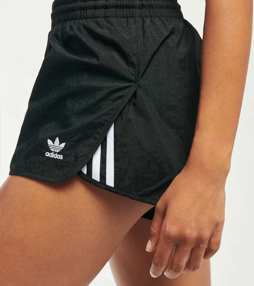 Adidas 3 Stripes Trefoil Woven Shorts GN2885 Black White Women's SMALL