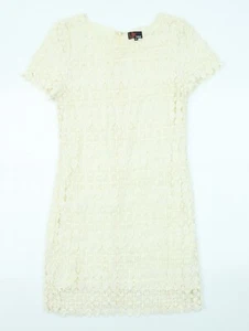Yumi Womens Beige Cotton Blend Shift Size M Boat Neck - Picture 1 of 10