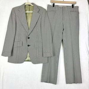 H Bar C Ranchwear Vintage Houndstooth 2 pc Suit Blazer Pants Size 40 33x30 - Picture 1 of 11