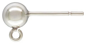 Sterling Silver 925 Ball & Post w/Loop Earrings. 5mm. 10 Pieces/5 Pairs. ~6250R~ - Picture 1 of 1