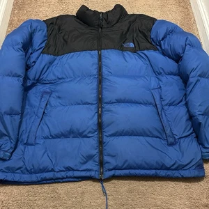 The North Face Men’s Size XXL Puffer Down Jacket Nuptse Blue Black *Blemishes - Picture 1 of 8