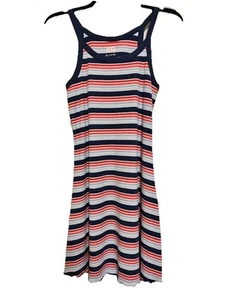 Girls Tank Dress, Kohl’s SO Brand, Size 14/16, Blue and Red Stripes - Picture 1 of 4