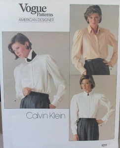 VOGUE Designer 1211 CALVIN KLEIN Womens 12 Elegant Blouse Shirt 3 Styles Pattern - Picture 1 of 2