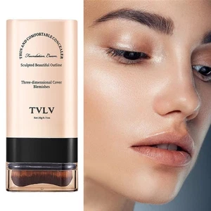 2 in 1 Foundation Stick With Brush Face Brighten Eraser Foundation Skin Tint 20g - Picture 1 of 20